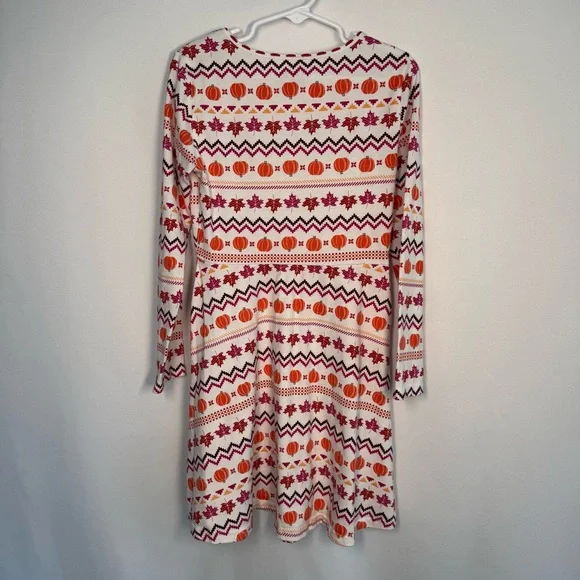 💜3/$15 Children’s Place Pumpkin & Leaf Print Long-Sleeve Dress Girls’ M(7/8) - Picture 4 of 7